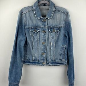 American Eagle 100% Cotton Distressed Denim Jean Jacket, XL